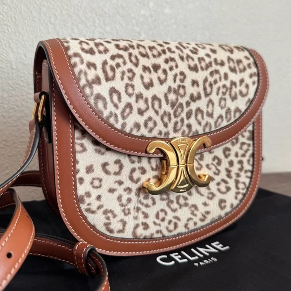 Celine Clea Limited Edition Leopard Print Pony Hair Calfskin Crossbody Bag - Picture 2 of 10